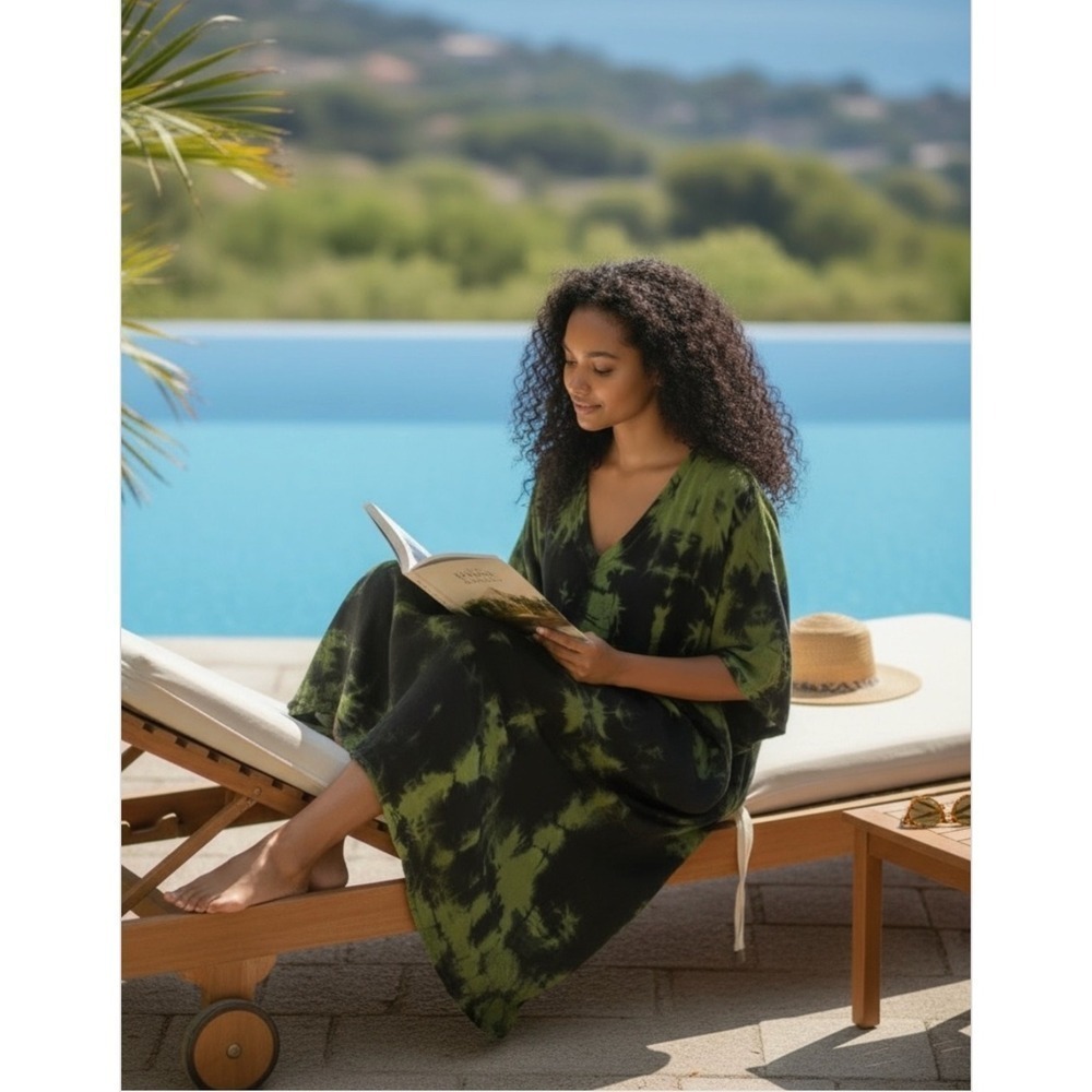 HEYNE BOGUT Tie Dye Kaftan Dress Women's Small Lagenlook Boho